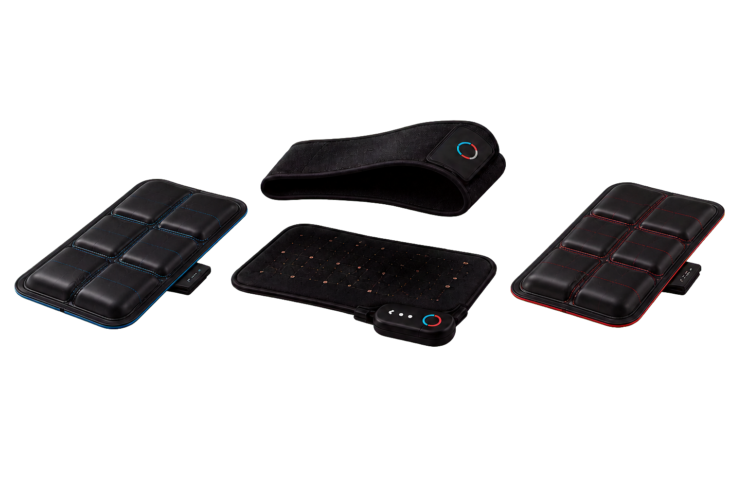 Kontrast AI black Sensor Contact Layer and wrap with black cold and heat packs distinguished by blue and red stitching.
